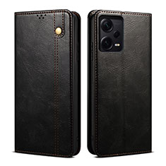 Leather Case Stands Flip Cover Holder B01S for Xiaomi Redmi Note 12 Pro 5G Black