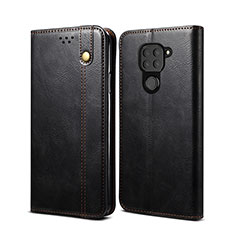 Leather Case Stands Flip Cover Holder B01S for Xiaomi Redmi Note 9 Black