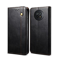 Leather Case Stands Flip Cover Holder B01S for Xiaomi Redmi Note 9T 5G Black