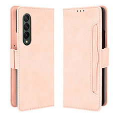 Leather Case Stands Flip Cover Holder B01Y for Samsung Galaxy Z Fold3 5G Pink