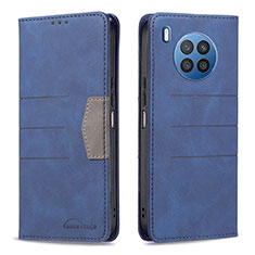 Leather Case Stands Flip Cover Holder B02F for Huawei Nova 8i Blue