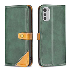 Leather Case Stands Flip Cover Holder B02F for Motorola Moto E32 Green
