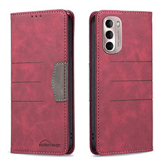 Leather Case Stands Flip Cover Holder B02F for Motorola Moto G Stylus (2022) 5G Red