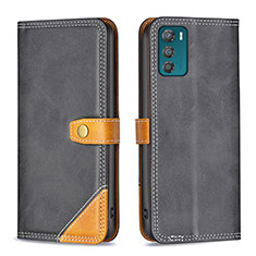 Leather Case Stands Flip Cover Holder B02F for Motorola Moto G42 Black