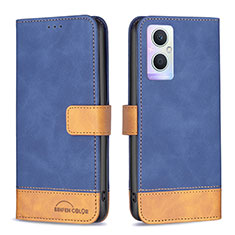 Leather Case Stands Flip Cover Holder B02F for OnePlus Nord N20 5G Blue
