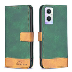Leather Case Stands Flip Cover Holder B02F for OnePlus Nord N20 5G Green