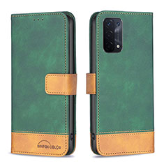 Leather Case Stands Flip Cover Holder B02F for OnePlus Nord N200 5G Green