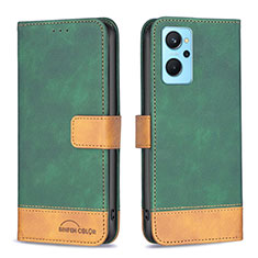 Leather Case Stands Flip Cover Holder B02F for Oppo A96 4G Green
