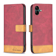 Leather Case Stands Flip Cover Holder B02F for Samsung Galaxy A04 4G Red