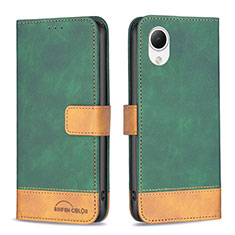 Leather Case Stands Flip Cover Holder B02F for Samsung Galaxy A23e 5G Green