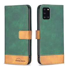 Leather Case Stands Flip Cover Holder B02F for Samsung Galaxy A31 Green