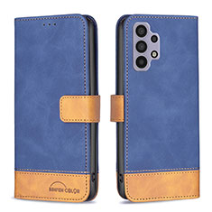 Leather Case Stands Flip Cover Holder B02F for Samsung Galaxy A32 5G Blue