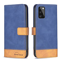 Leather Case Stands Flip Cover Holder B02F for Samsung Galaxy A41 Blue