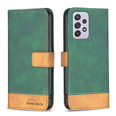 Leather Case Stands Flip Cover Holder B02F for Samsung Galaxy A52 5G Green