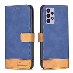 Leather Case Stands Flip Cover Holder B02F for Samsung Galaxy A72 5G Blue