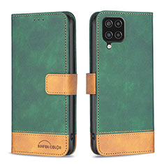 Leather Case Stands Flip Cover Holder B02F for Samsung Galaxy F12 Green