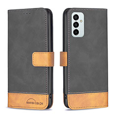 Leather Case Stands Flip Cover Holder B02F for Samsung Galaxy F23 5G Black