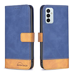 Leather Case Stands Flip Cover Holder B02F for Samsung Galaxy F23 5G Blue