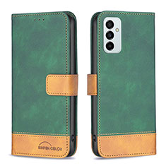 Leather Case Stands Flip Cover Holder B02F for Samsung Galaxy F23 5G Green