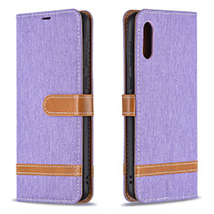 Leather Case Stands Flip Cover Holder B02F for Samsung Galaxy M02 Clove Purple