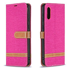 Leather Case Stands Flip Cover Holder B02F for Samsung Galaxy M02 Hot Pink