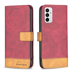 Leather Case Stands Flip Cover Holder B02F for Samsung Galaxy M23 5G Red