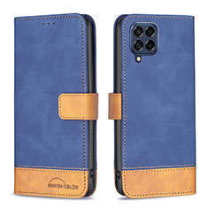 Leather Case Stands Flip Cover Holder B02F for Samsung Galaxy M53 5G Blue