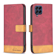 Leather Case Stands Flip Cover Holder B02F for Samsung Galaxy M53 5G Red