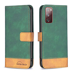 Leather Case Stands Flip Cover Holder B02F for Samsung Galaxy S20 FE 5G Green
