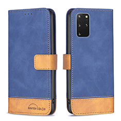 Leather Case Stands Flip Cover Holder B02F for Samsung Galaxy S20 Plus Blue
