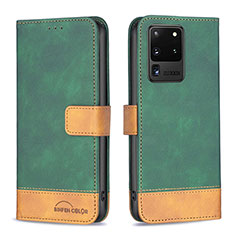Leather Case Stands Flip Cover Holder B02F for Samsung Galaxy S20 Ultra 5G Green