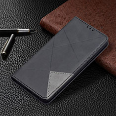 Leather Case Stands Flip Cover Holder B02F for Samsung Galaxy S21 FE 5G Black