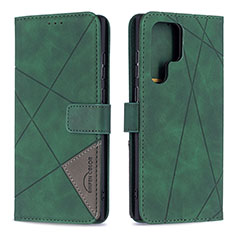 Leather Case Stands Flip Cover Holder B02F for Samsung Galaxy S21 Ultra 5G Green