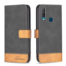 Leather Case Stands Flip Cover Holder B02F for Vivo Y17 Black