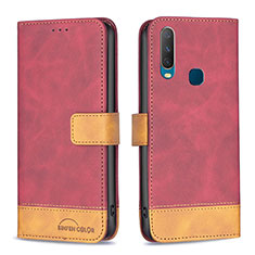 Leather Case Stands Flip Cover Holder B02F for Vivo Y17 Red