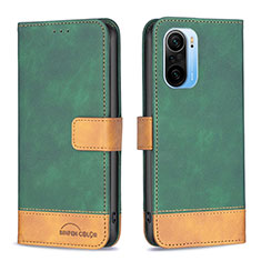 Leather Case Stands Flip Cover Holder B02F for Xiaomi Mi 11X Pro 5G Green