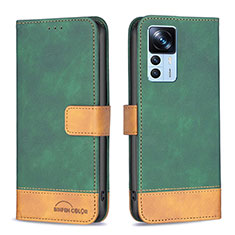 Leather Case Stands Flip Cover Holder B02F for Xiaomi Mi 12T 5G Green