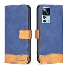 Leather Case Stands Flip Cover Holder B02F for Xiaomi Mi 12T Pro 5G Blue