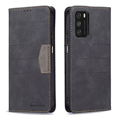 Leather Case Stands Flip Cover Holder B02F for Xiaomi Poco M3 Black