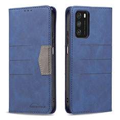 Leather Case Stands Flip Cover Holder B02F for Xiaomi Poco M3 Blue