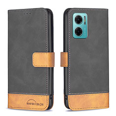 Leather Case Stands Flip Cover Holder B02F for Xiaomi Redmi 10 Prime Plus 5G Black