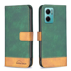 Leather Case Stands Flip Cover Holder B02F for Xiaomi Redmi 10 Prime Plus 5G Green