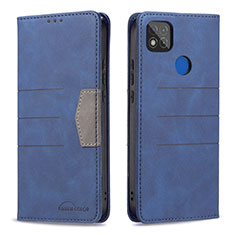 Leather Case Stands Flip Cover Holder B02F for Xiaomi Redmi 10A 4G Blue