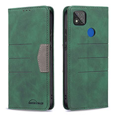 Leather Case Stands Flip Cover Holder B02F for Xiaomi Redmi 10A 4G Green