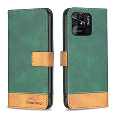 Leather Case Stands Flip Cover Holder B02F for Xiaomi Redmi 10C 4G Green