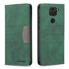 Leather Case Stands Flip Cover Holder B02F for Xiaomi Redmi 10X 4G Green