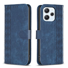 Leather Case Stands Flip Cover Holder B02F for Xiaomi Redmi 12 4G Blue