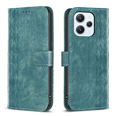 Leather Case Stands Flip Cover Holder B02F for Xiaomi Redmi 12 4G Green