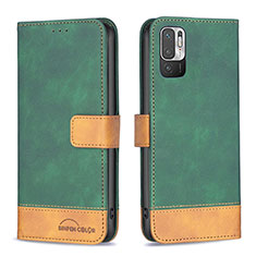 Leather Case Stands Flip Cover Holder B02F for Xiaomi Redmi Note 11 SE 5G Green