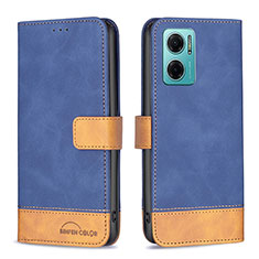 Leather Case Stands Flip Cover Holder B02F for Xiaomi Redmi Note 11E 5G Blue